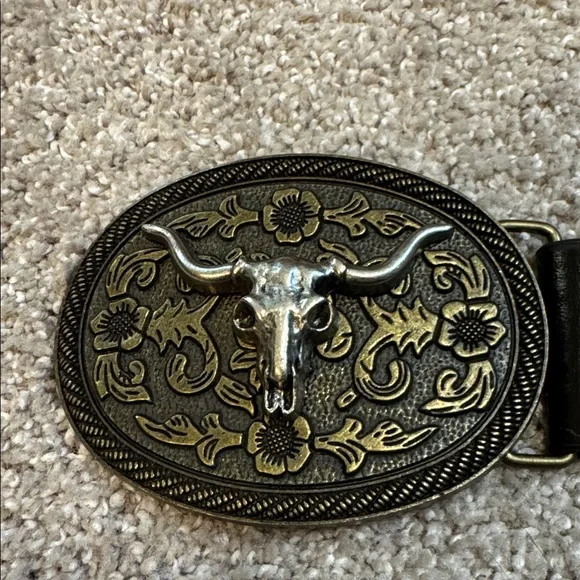 Men’s western cowboy Nashville party belt brown silver brass - Picture 3 of 6